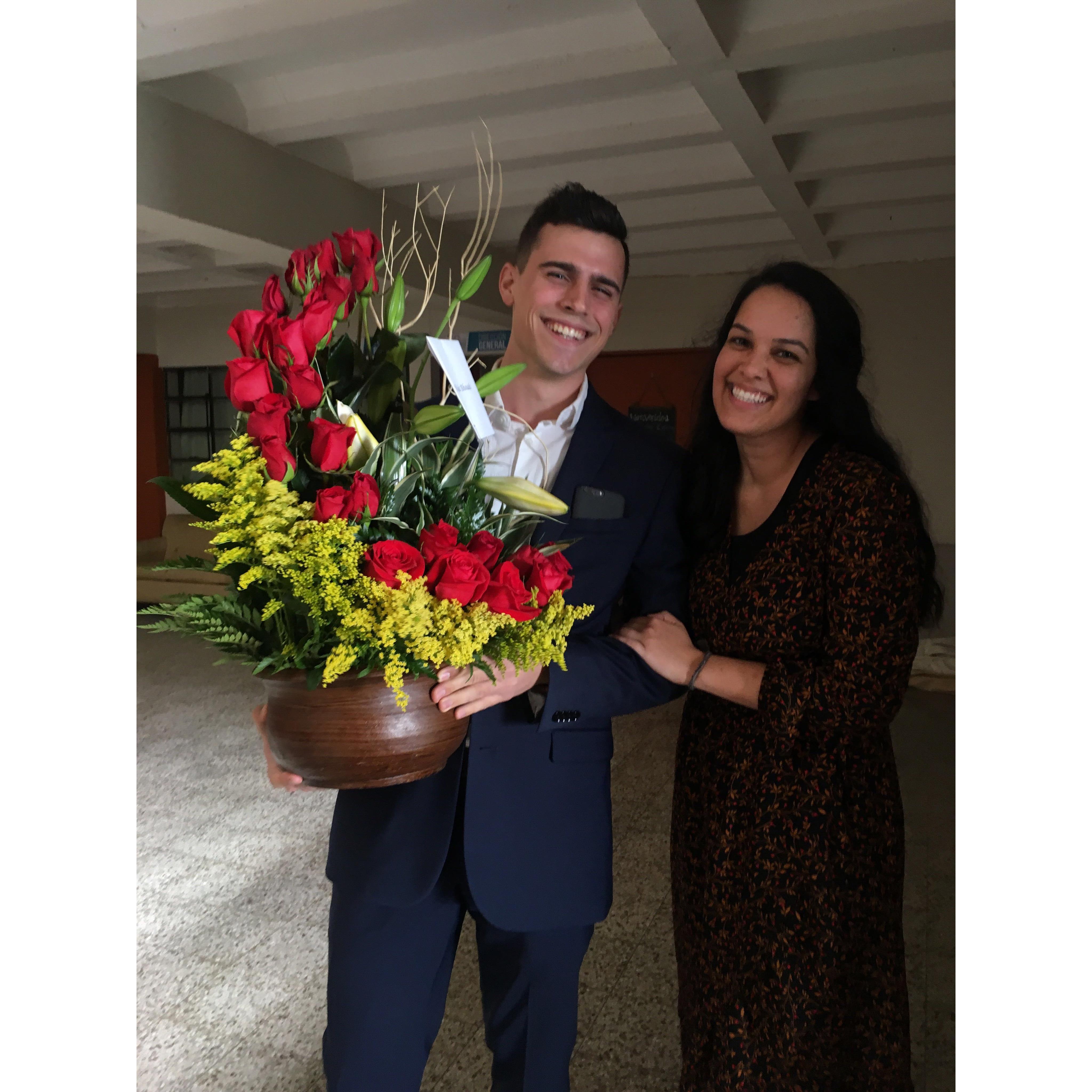 Zac surprised me at the orphanage with this huge bouquet.