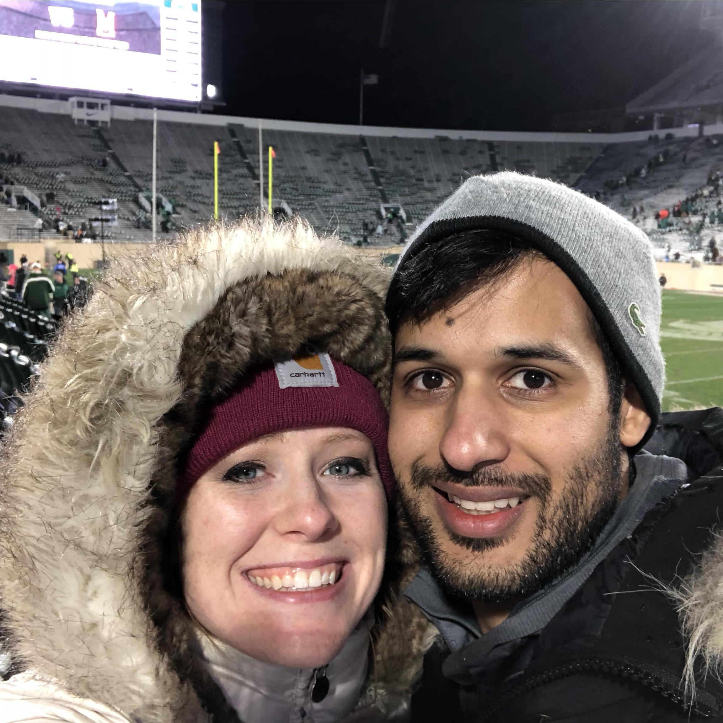 This is us at a VERY cold MSU football game!