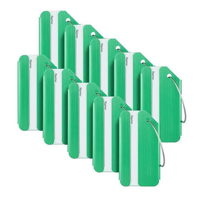 Travelambo Luggage Tags & Bag Tags Stainless Steel Aluminum Various Colors (Green 10 pcs Set)