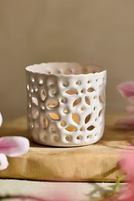 Punched Iron Votive Holder