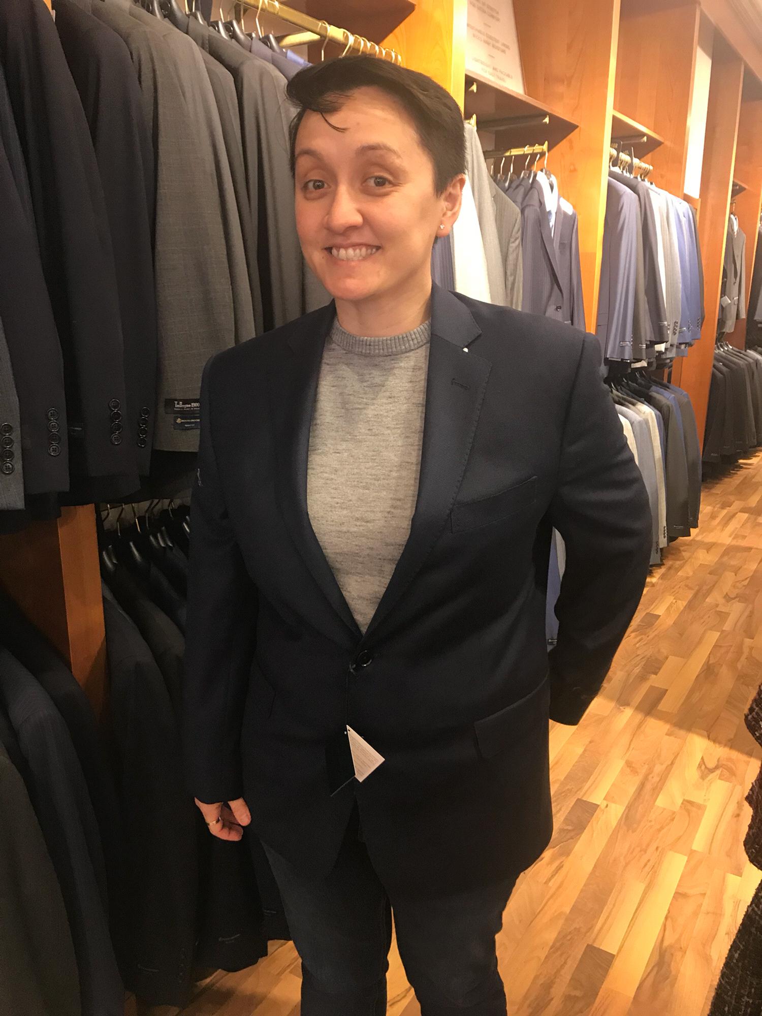 Wedding Suit shopping for Angela! We went up to Williamsburg and perused the outlets where we found this bad boy!