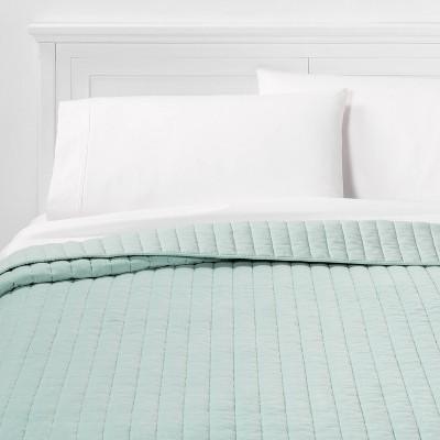 Full/Queen Channel Stitch Velvet Quilt Mint - Threshold&#8482;