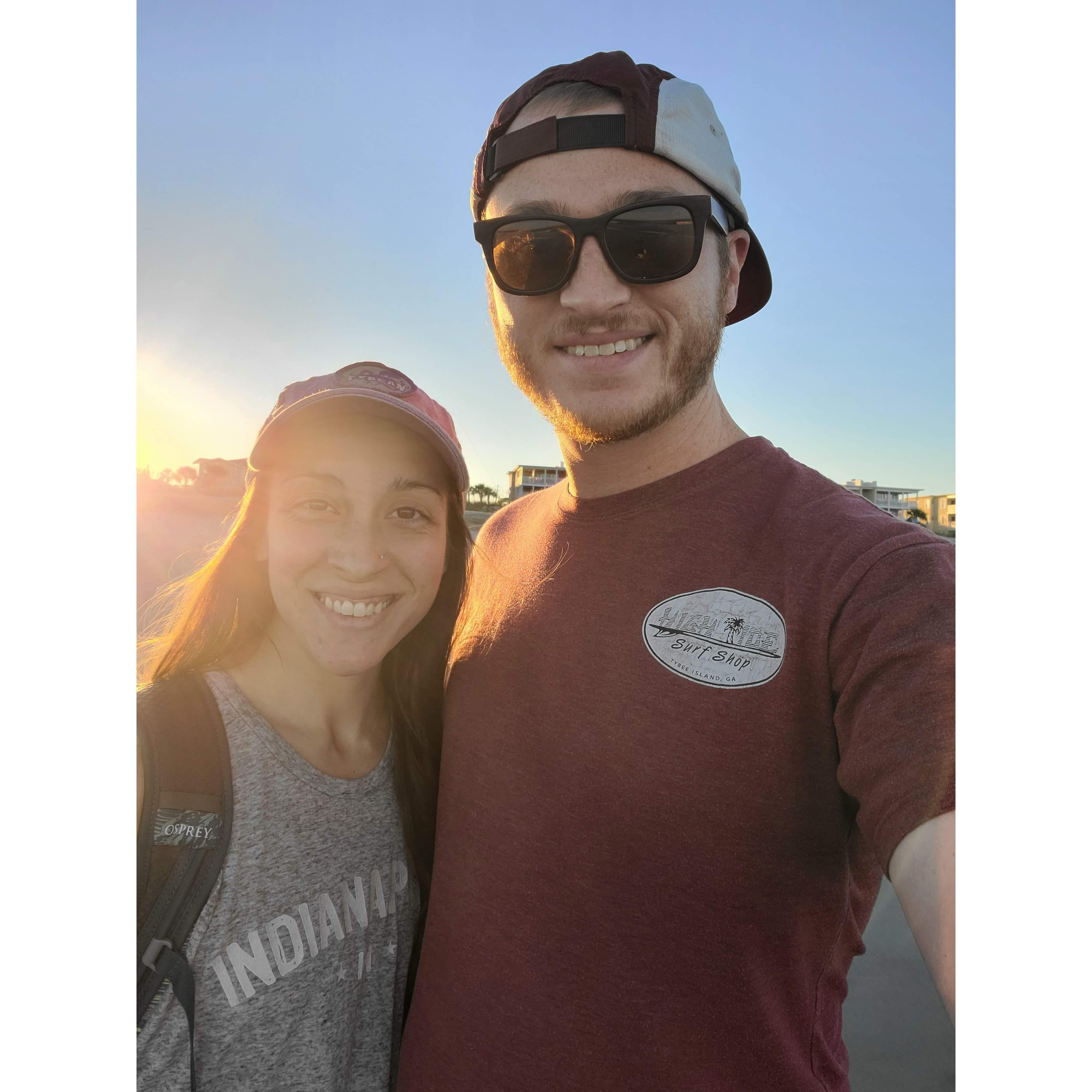 Enjoying the mini-vacation post proposal on Tybee