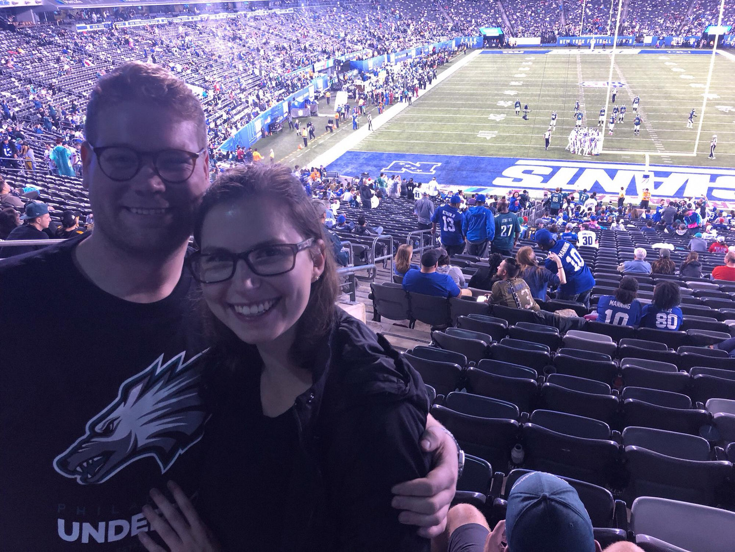 Proof Will is slowly converting Alexandra to an Eagles fan - she scored seats at this game after Will’s original invited guests couldn’t attend
