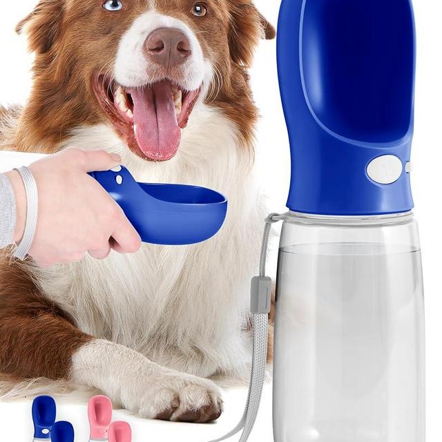 MalsiPree Dog Water Bottle, Lightweight, Leak Proof Portable Puppy Water Dispenser with Drinking Feeder for Pets Outdoor Walking, Hiking, Travel (19OZ, Navy Blue)