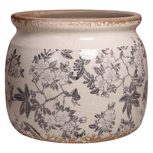 Xiaan Jiaju Ceramic Planters for Indoor Plants, Plant Pots with Drainage Hole, 6.29in. Flower Pots for Indoor Plants, Vintage Planters & Succulent Pots, Crackle Glaze Finish Plant Pots, Rustic Grey