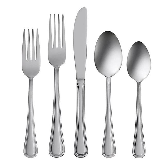 Oneida Tress 50 Piece Everyday Flatware Set, 5.40 LB, Metallic