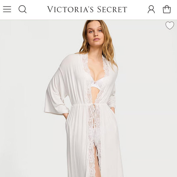 SoSoft™ Modal Ribbed Lace-Trim Long Robe