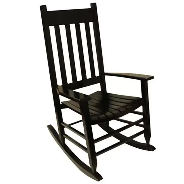 Style Selections Style Selections Black Wood Frame Rocking Chair(s) with Slat Seat