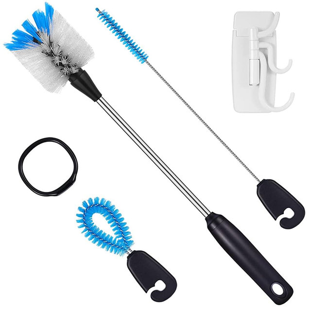 3-in-1 Stainless Steel Water Bottle Brush Set, Long Handle Water Bottle Scrubbing Brush, Built for Cleaning Narrow Neck Bottles, Sport Bottles, Baby Bottles, Coffee Mugs, Tumblers, Flask, Flat Head