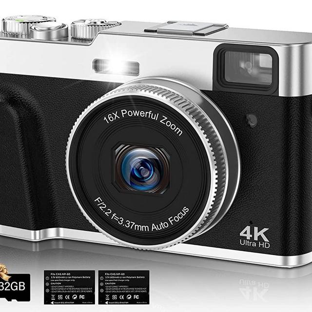 Digital Camera 4K Auto Focus 48MP Vlogging Digital Video Camera for YouTube Portable Digital Camera with Viewfinder Function Rotary Button Fashionable Appearance Design