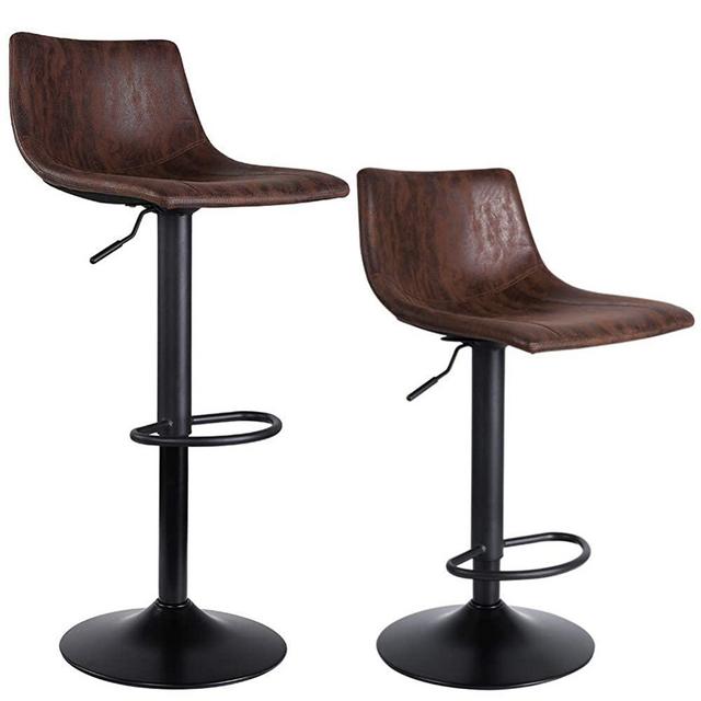 SUPERJARE Set of 2 Bar Stools, Swivel Barstool Chairs with Back, Modern Pub Kitchen Counter Height, Retro Brown, Fabric