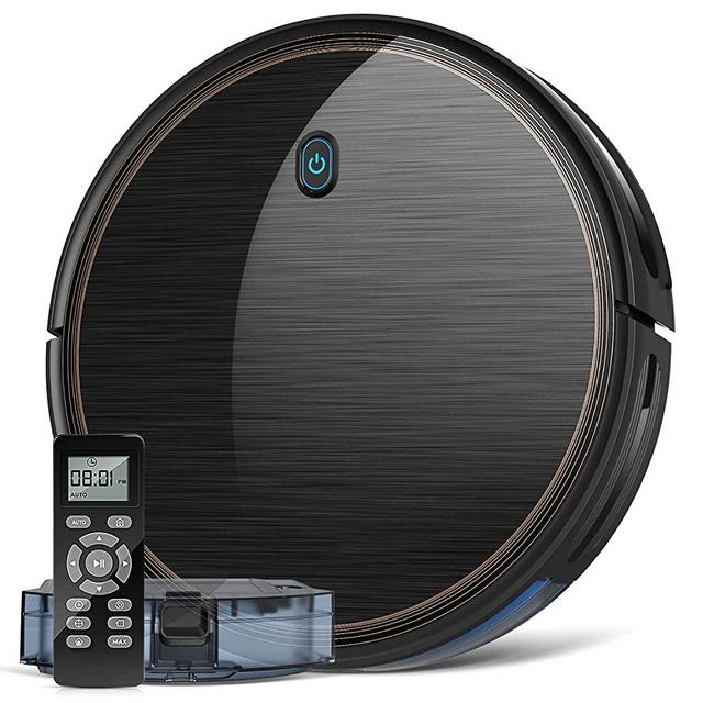 Robot Vacuum with Gyroscope, Robotic Vacuum Cleaner, Robot Vacuum Cleaner with 2100Pa Suction, Self-Charging, Super-Thin, Multiple Cleaning Modes Ideal for Hard Floor, Pet Hair, Carpet