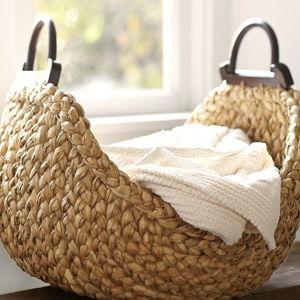 Beachcomber Handwoven Seagrass Wood-Handled Basket