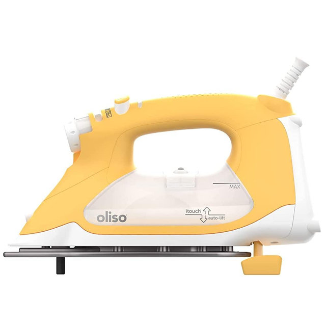 Oliso TG1600 Pro Plus 1800 Watt SmartIron with Auto Lift - for Clothes, Sewing, Quilting and Crafting Ironing | Diamond Ceramic-Flow Soleplate Steam Iron, Yellow