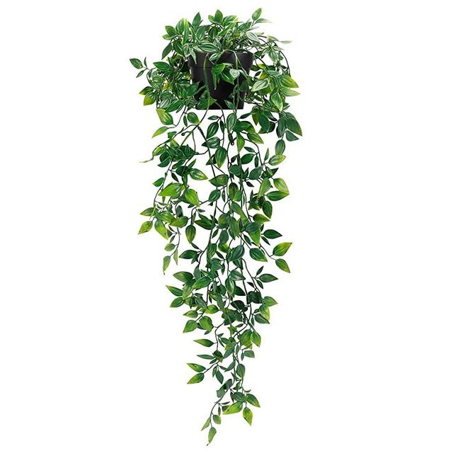 Whonline 1 Pack Artificial Hanging Plants Fake Potted Plants for Indoor Outdoor Shelf Wall Decor