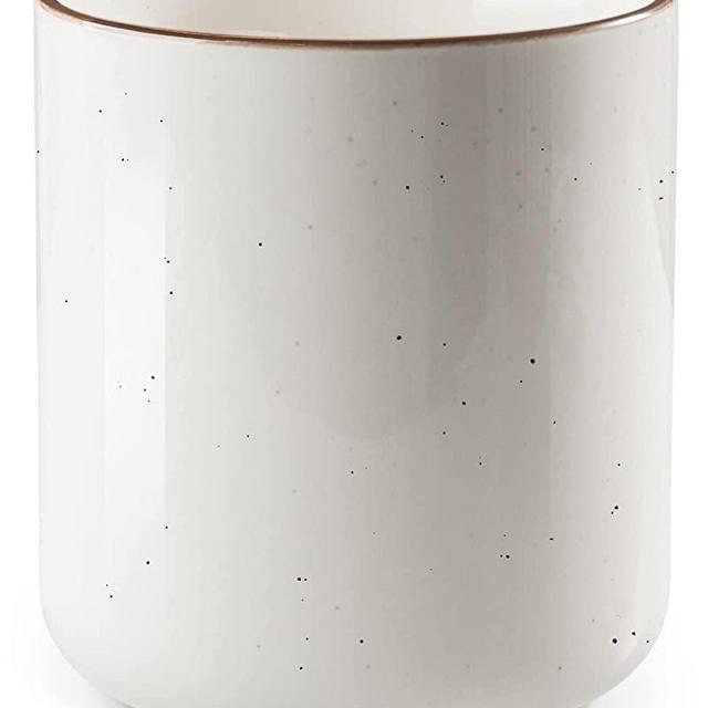 getstar Kitchen Utensil Holder, Large Ceramic Cooking Utensil Holder (H7.2” x W6.2”) for Kitchen Counter with Cork Mat at Bottom, Farmhouse Kitchen Decor