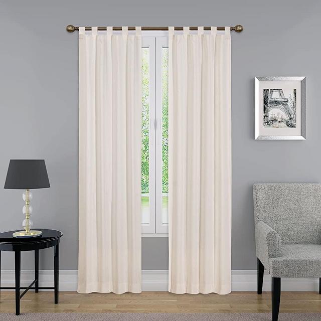PAIRS TO GO Montana Modern Decorative Tab Top Window Curtains for Bedroom or Living Room (2 Panels), 30 in x 84 in, Natural