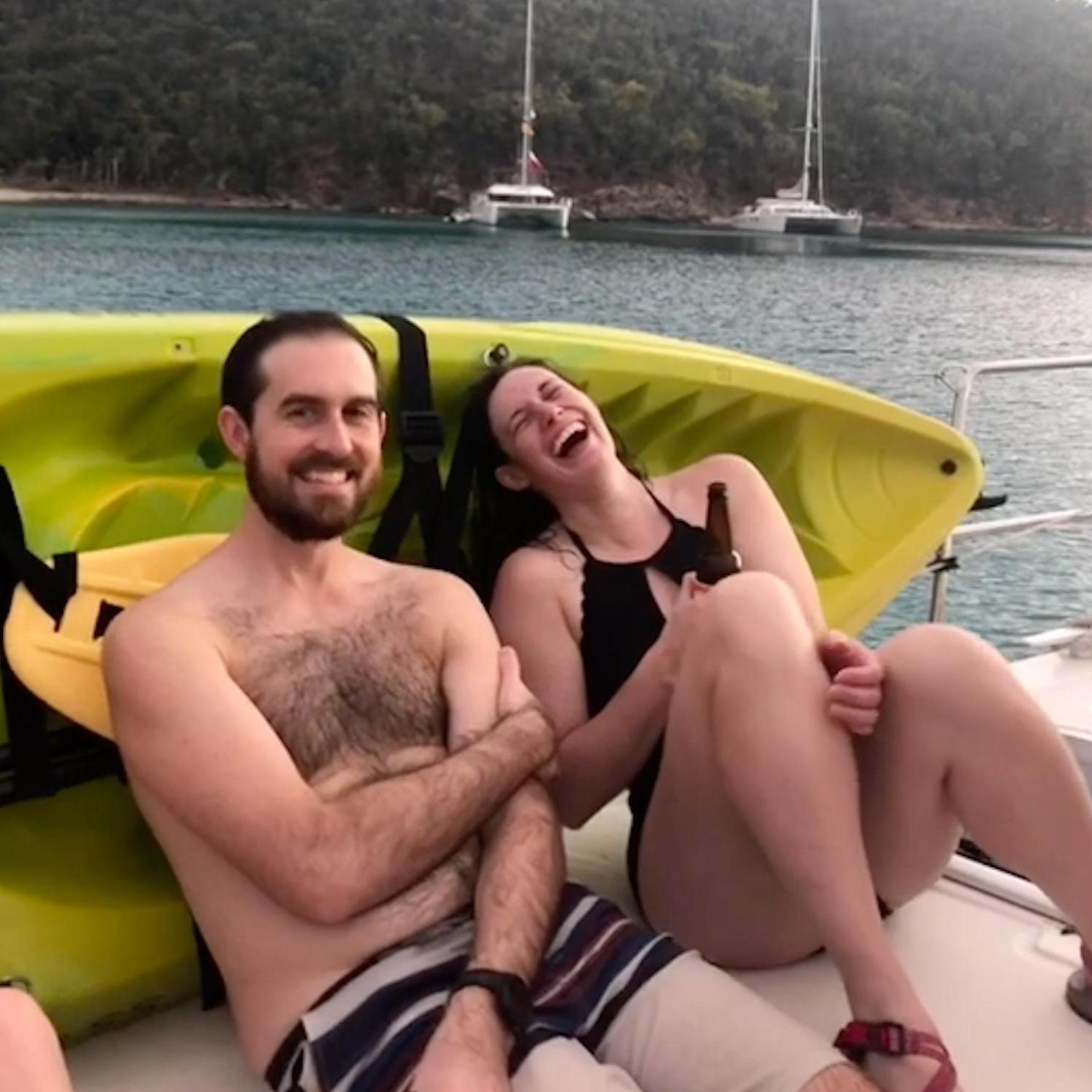 Laughing in the sun in the British Virgin Islands - February 2019