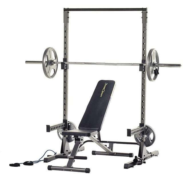 Fitness Reality Multi-function, Adjustable Power Rack Squat Stand with J-Hooks, landmine, and weight storage attachment (2809)
