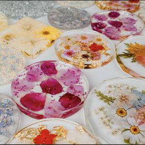 Coasters with our Wedding Flowers