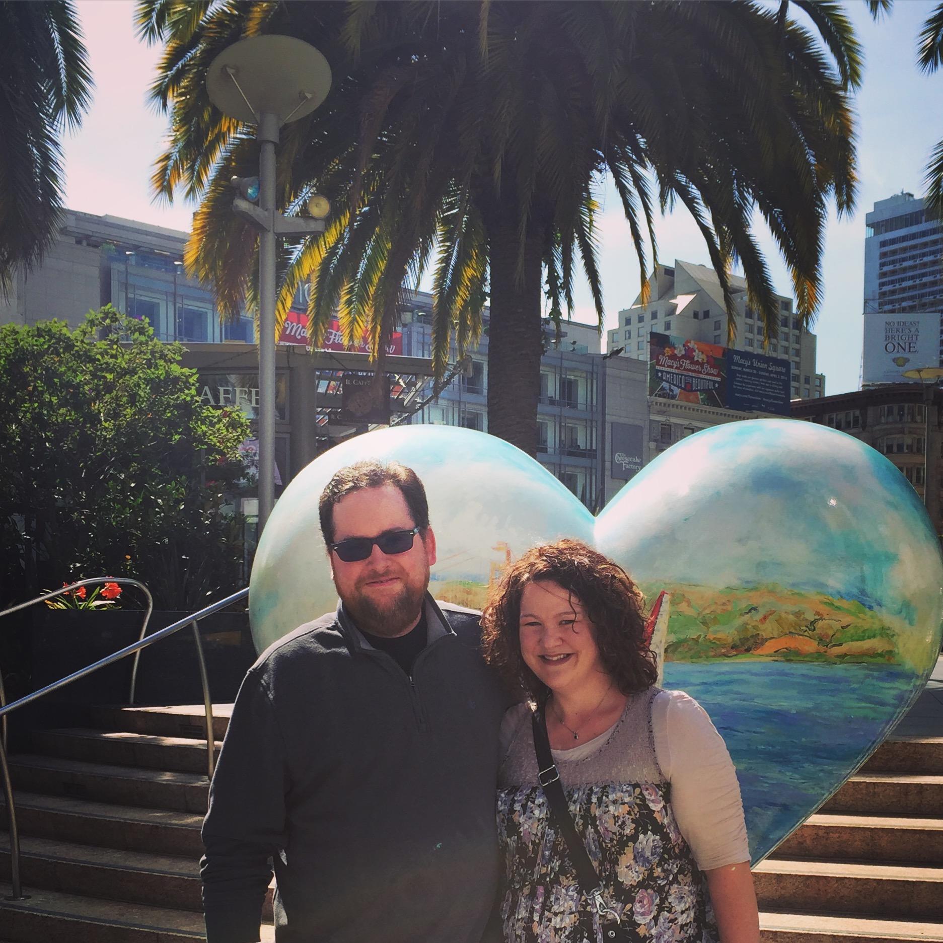 At Union Square in San Francisco enjoying the weather.