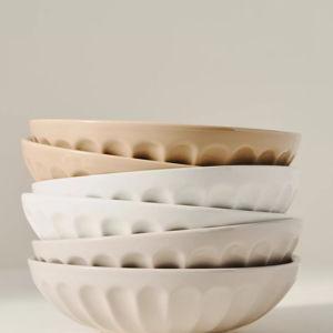 The Latte Stoneware Pasta Bowls, Assorted Set of 6: Amelie Edition