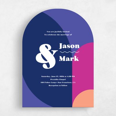 Pink Arch Wedding Invitation - Peoria Portrait