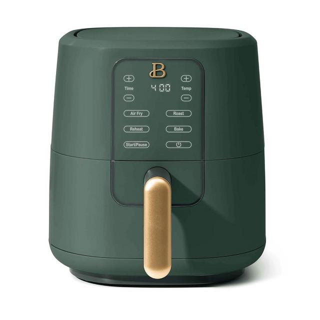 Beautiful 3 Qt Air Fryer - TurboCrisp Technology, White Icing - 4 Presets, Space-Saving Design, 75% Less Fat, Adjustable Temp, Dishwasher Safe. (Green)