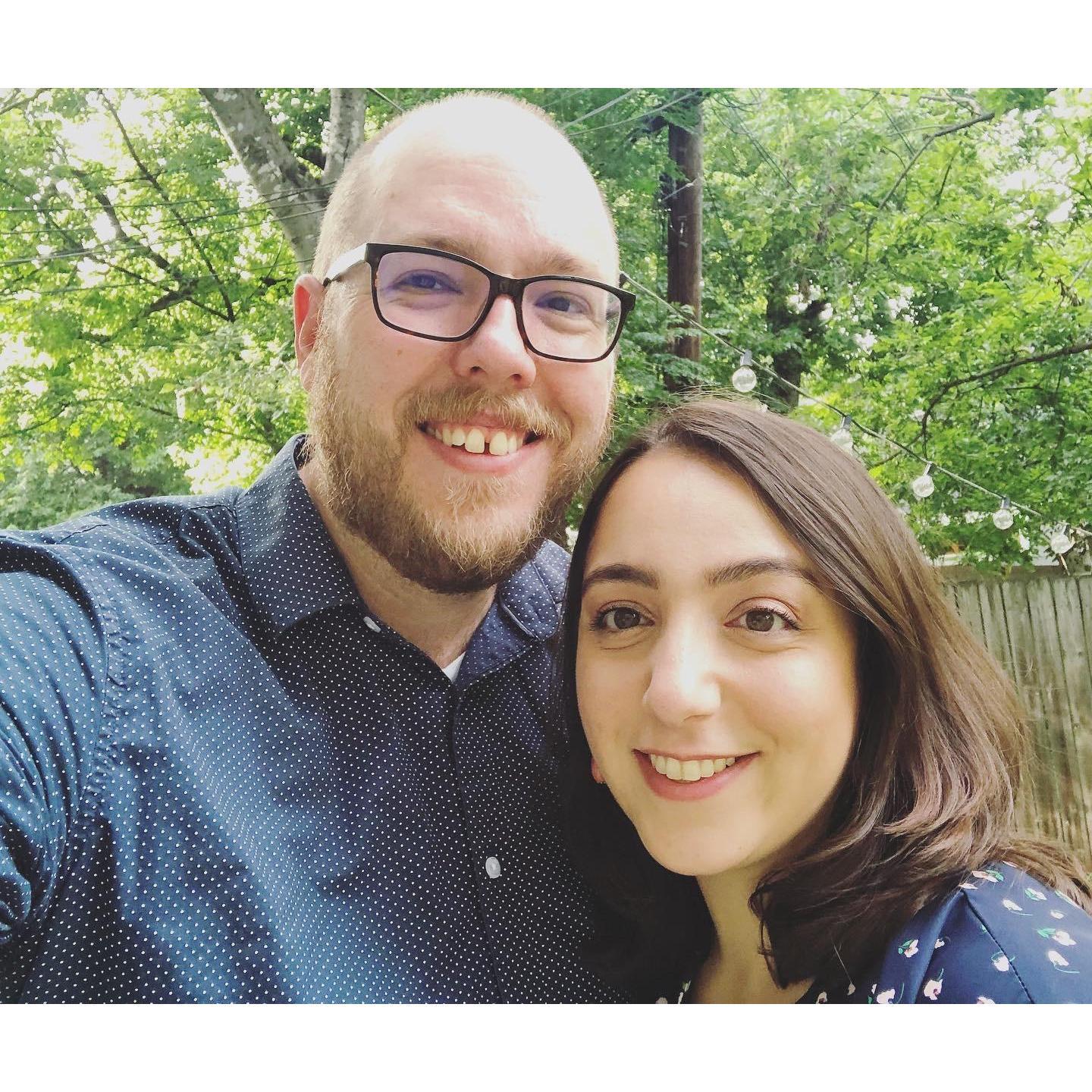 Mugging for the camera shortly after getting engaged.