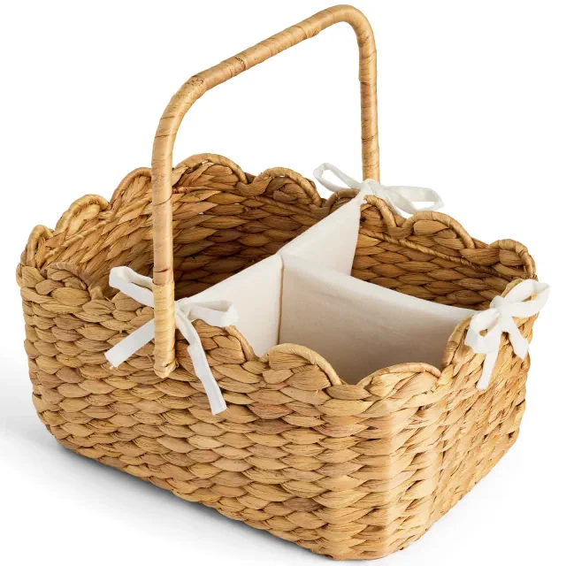 Best Choice Products Diaper Caddy Organizer for Baby, Large Portable Nursery Organizer w/ Divider & Handles - Natural