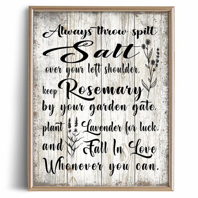 Practical Magic Quotes Wall Decor - Always Throw Spilt Salt Wall Art - Kitchen Witch Witchy Witchcraft Decor - Vintage Witch Poster Picture Print - Gifts for Women Fans Pagan - Retro Garden Witchery