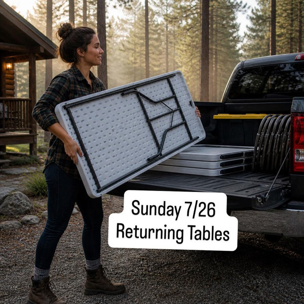 Sunday 7/26 Returning Tables