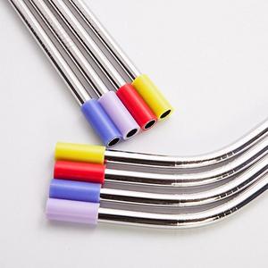 Set of 8 Silicon Tips Cover Food Grade Cover for 6mm Stainless Steel Straws 4 Colors