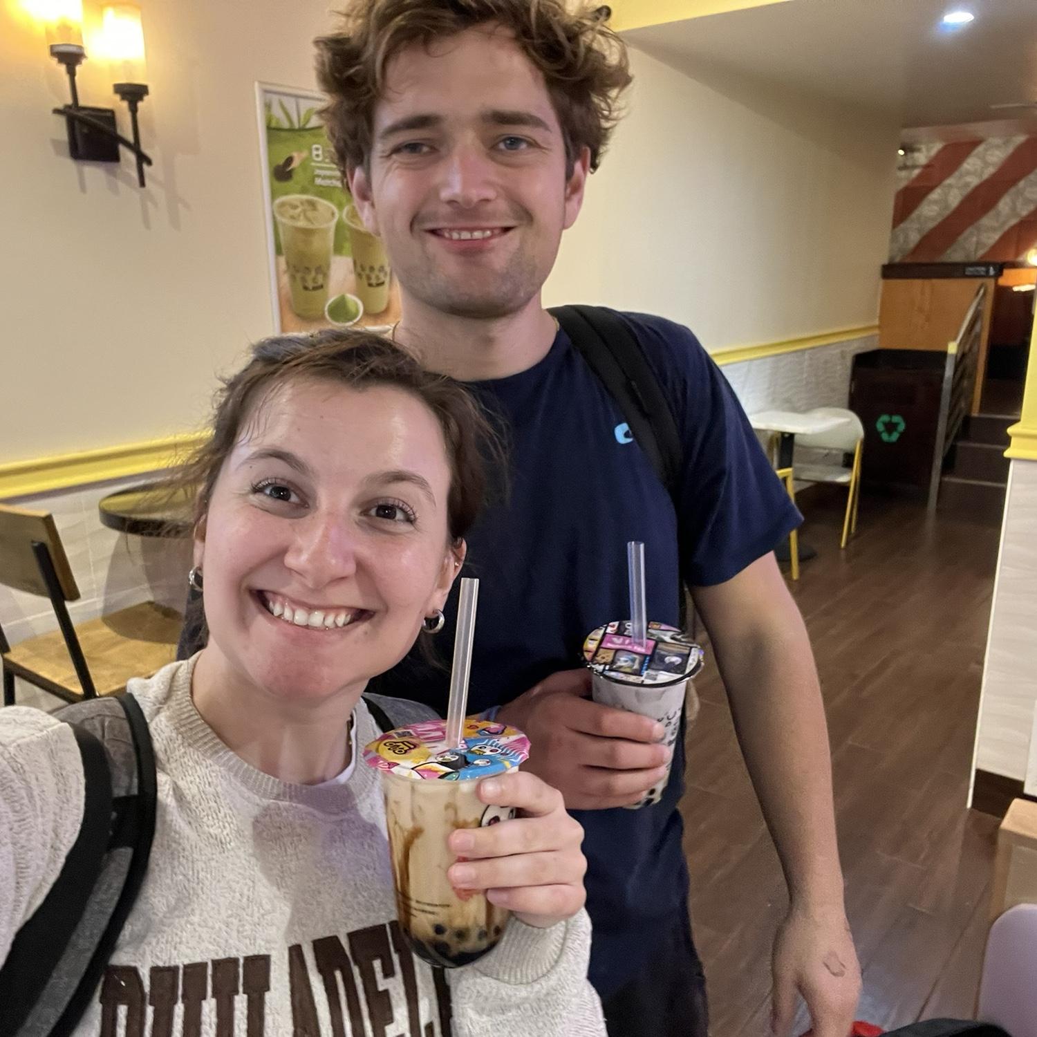 Drinking boba tea in Philadelphia