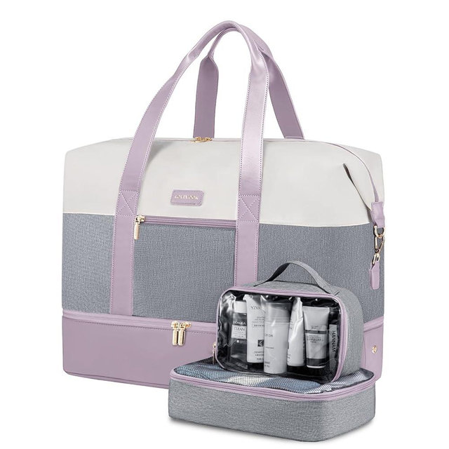 LOVEVOOK Weekender Bag, Large Travel Duffel Bag for Women with 2 Packing Cubes, Carry on Overnight Bag with Shoe Compartment, Mom Hospital Bags for Labor and Delivery