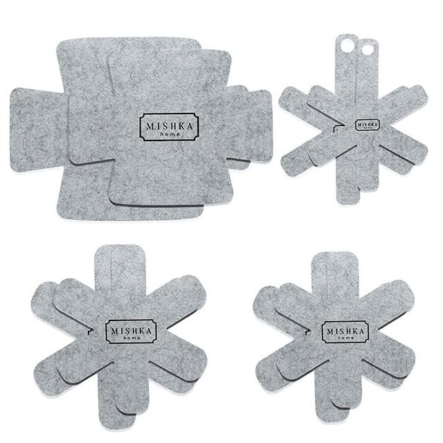 Pan Protectors for Stacking, Plush Thick Flexible Felt Pan Separators & Pot Protectors for Stacking, Pan Liners, Pan Dividers, Bakeware & Cookware Protector Set of 8 in 7 Sizes in Gift Box