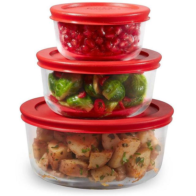 Pyrex Simply Store 6-PC Large Glass Food Storage Containers Set, Snug Fit Non-Toxic Plastic BPA-Free Lids, Freezer Dishwasher Microwave Safe