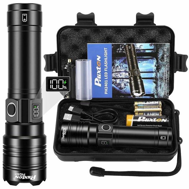 Rechargeable Flashlights 900000 High Lumens Long Range, High Concentration Super Bright USB C LED Flashlight Long Lasting, Powerful Multifunctional Strong Flash Lights, for Emergency Security Camping
