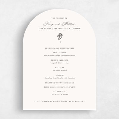 Beige Arch Wedding Program - Lyra