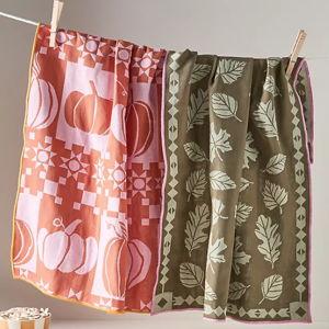 Pumpkin Jacquard Dish Towels, Set of 2