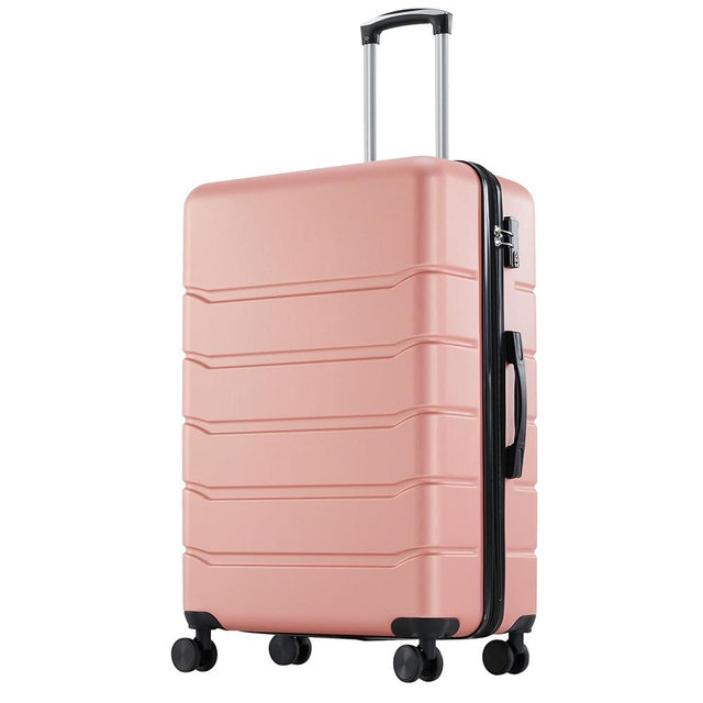 OLIXIS 24 Inch Luggage, Hardside Suitcase with Spinner Wheels, Lightweight ABS Hard Shell Checked Luggage, TSA Approved Lock, Expandable Medium Suitcase for Travel & Business–Pink
