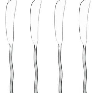 Gourmet Settings 4-Piece Knife Set-Exotique Platinum Collection-Polished/Matte Stainless Steel Spreaders Cheese and Butter Spreading Knives