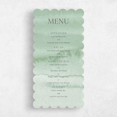 Green Scalloped Wedding Menu - Loreto