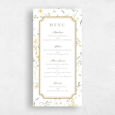 White Bordered Wedding Menu - Vasara