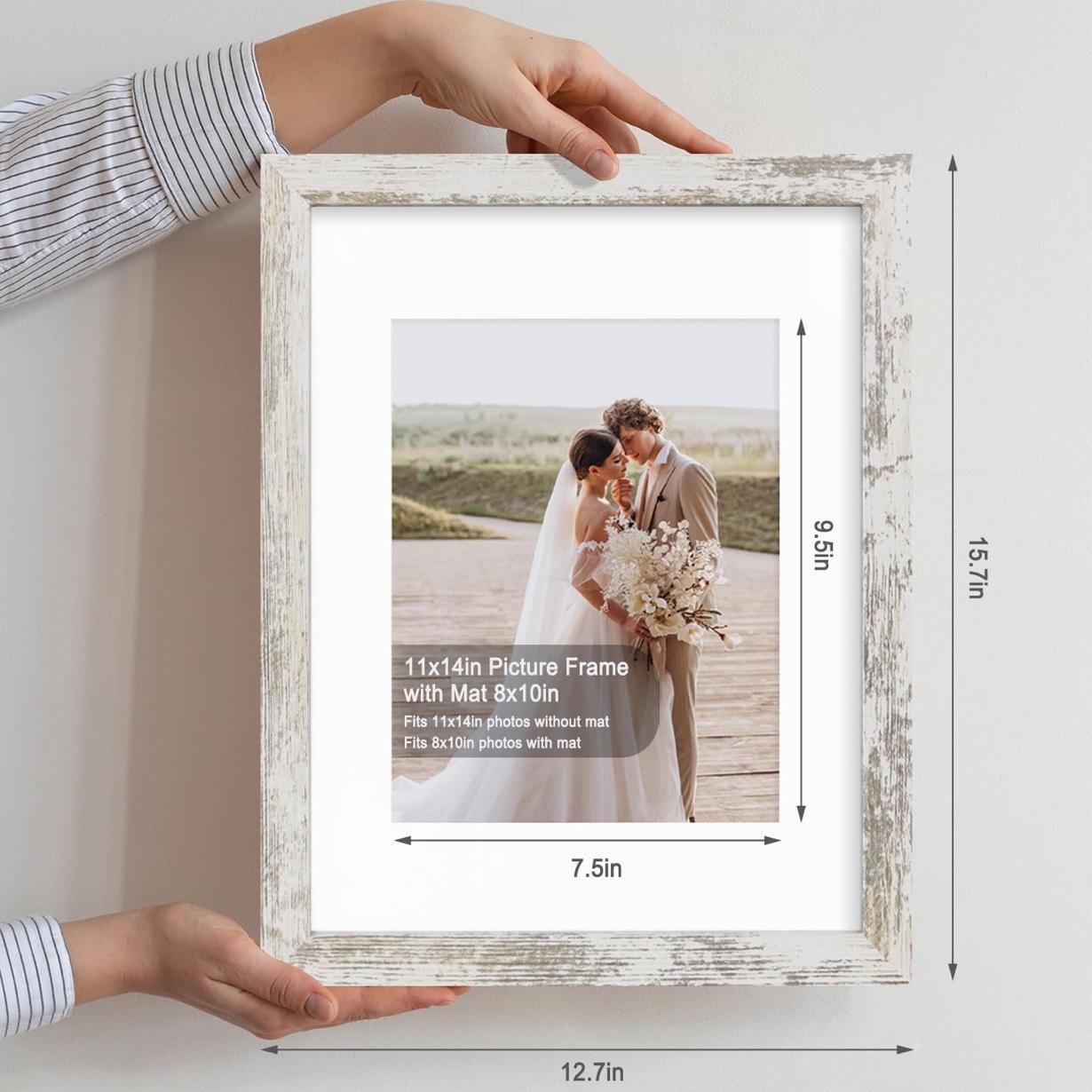 11x14 Picture Frame Set of 2 - Distressed White