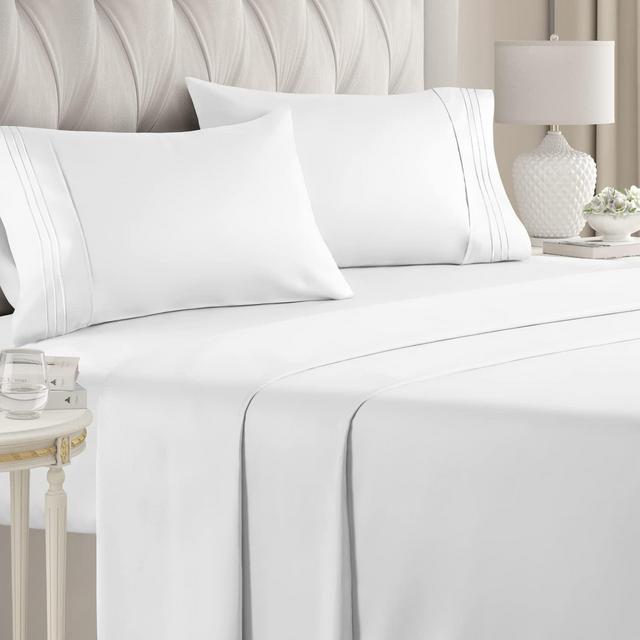 Queen Size Sheet Set - 4 Piece Set - Hotel Luxury Bed Sheets - Extra Soft - Deep Pockets - Easy Fit - Breathable Cooling Sheets - Wrinkle Free - Comfy - White Bed Sheets - Queens Sheets – 4 PC