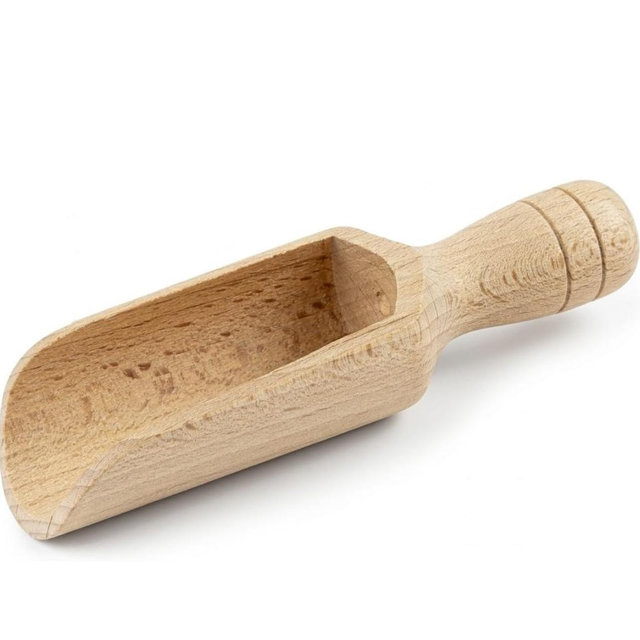 1PC Natural European Beechwood Scoop, 5.5-Inch - Multipurpose Small Wooden Spoon for Flour, Sugar, Coffee & Bath Salts - Durable Kitchen & Laundry Canister Scoop