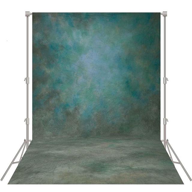 Haboke 5x7ft Durable Polyester Vintage Photography Backdrops Abstract Dark Green and Blue Photo Backdrop for Studio Booth Props Portrait Backgound