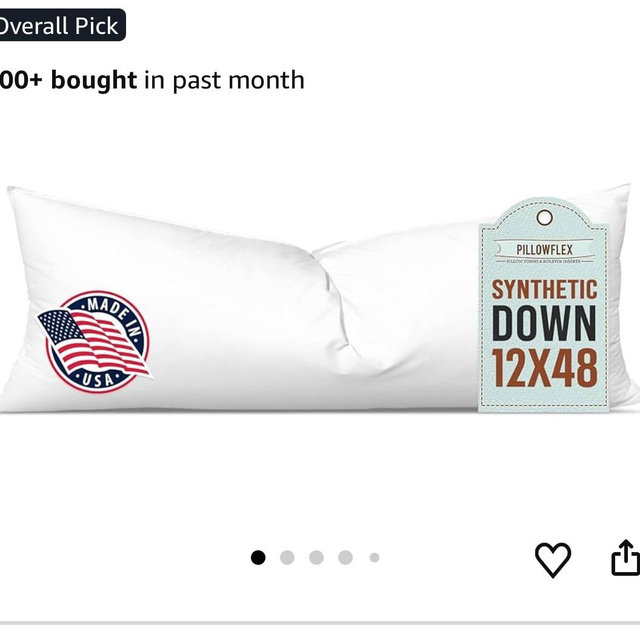 Pillowflex Synthetic Down Pillow Insert - 12x48 Down Alternative Pillow, Ultra Soft, Large Rectangle Body Sleeping Pillow, Lumbar, Long, Back - 1 Decorative Pillow Form